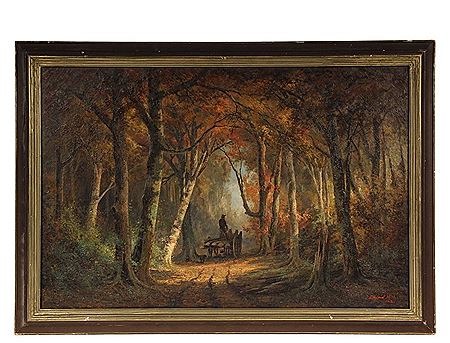 Woodcutter`s Wagon in New Hampshire Autumn Woods