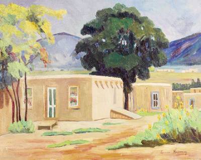 Pueblo with Sunflowers by Laura Hoernig - Auction record, sale price, and art valuation. Compare with similar artists and explore comparable artworks.