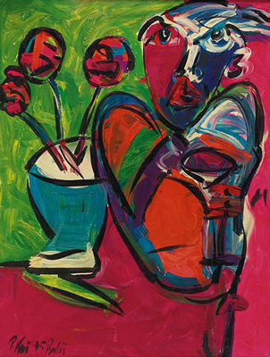 Portrait of Peter Keil: Self-Portrait with Flowers