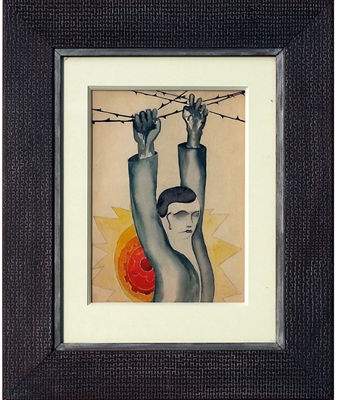 Man Hanging onto Barbed Wire