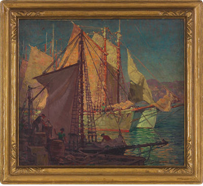 DRYING SAILS, NO.10 by Leo B Blake - Auction record, sale price, and art valuation. Compare with similar artists and explore comparable artworks.