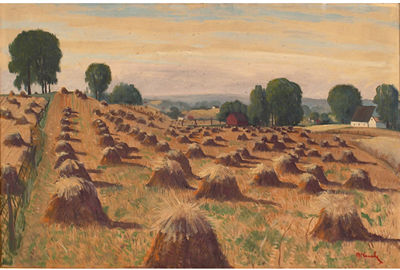 Harvest Time, c. 1940 by Lawrence McConaha - Auction record, sale price, and art valuation. Compare with similar artists and explore comparable artworks.