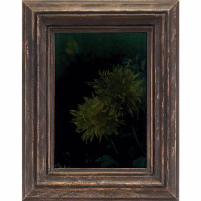 Rookwood plaque, Sea Green glaze with beautifully painted chrysanthemums