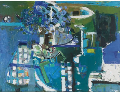 BLUE STILL LIFE by Robert Aaron Frame - Auction record, sale price, and art valuation. Compare with similar artists and explore comparable artworks.