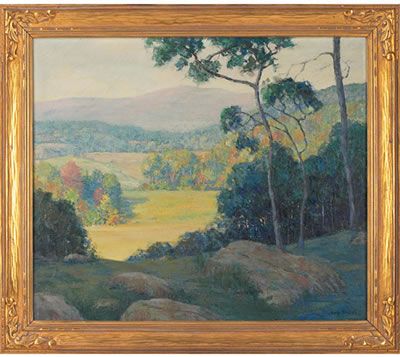 "Summer Landscape," c. 1920 by George Dinckel - Auction record, sale price, and art valuation. Compare with similar artists and explore comparable artworks.