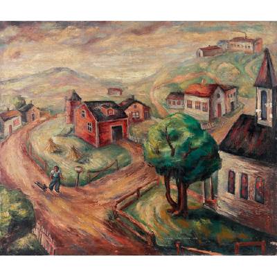 Town Scene by Louise Yochim - Auction record, sale price, and art valuation. Compare with similar artists and explore comparable artworks.