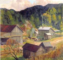 Sample artwork by Roy Wilhelm (1895 - 1954), known for rural landscape, harbor scene - View similar artists and auction records