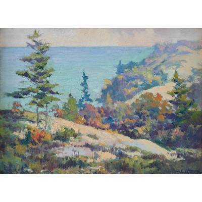 Sample artwork by Lester Joseph Chaney (1907 - 1998), known for realist coastal view, seascape, still life and landscape painting, illustration - View similar artists and auction records