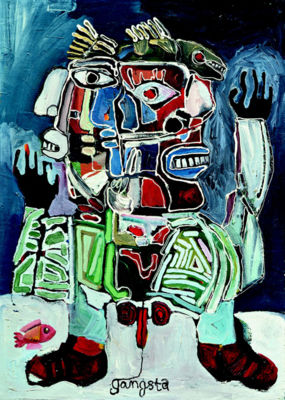 Gangsta, 2004 by George Afedzi Hughes - Auction record, sale price, and art valuation. Compare with similar artists and explore comparable artworks.