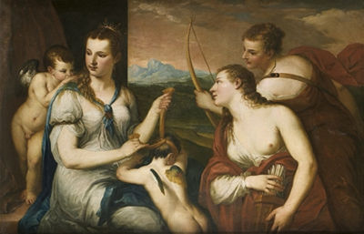 Vénus bandant les yeux de Cupidon