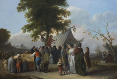 The magic lantern and charlatan in a village feast