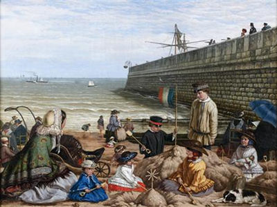 Les jeux de plage sur une côte anglaise
