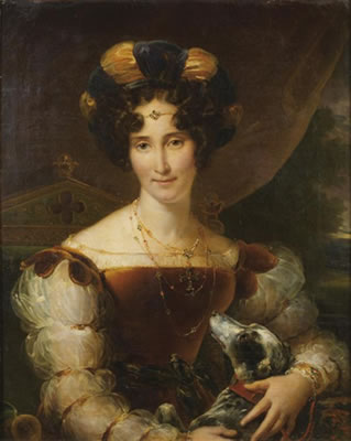 Portrait de femme au turban avec son chien