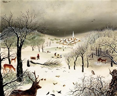 A L'OREE DU BOIS SOUS LA NEIGE
