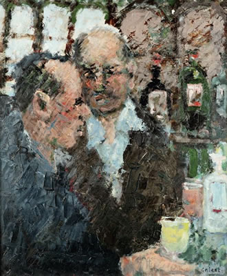 Deux buveurs au café sombre