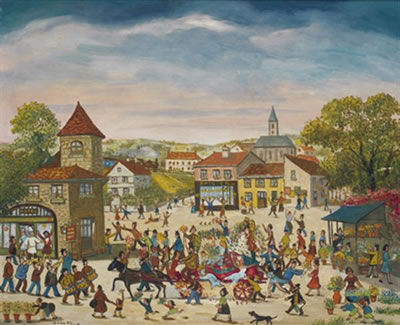 LA FÊTE DES FLEURS by Jean Fous - Auction record, sale price, and art valuation. Compare with similar artists and explore comparable artworks.