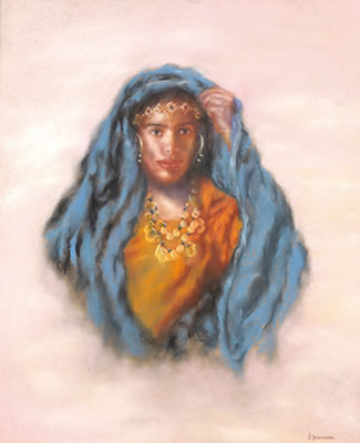 Jeune beauté au voile bleu
