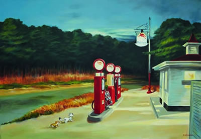 Billy the Cat, Gas Station, 2010 Bel Hommage à Edward Hopper