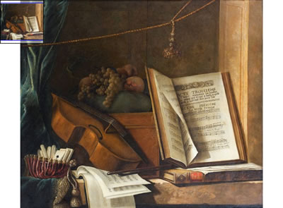 Nature morte à la viole de gambe, aux partitions musicales et aux fruits sur un entablement by Pierre Nicolas Huilliot - Auction record, sale price, and art valuation. Compare with similar artists and explore comparable artworks.