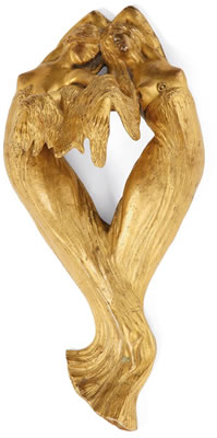 Applique en bronze doré représentant deux femmes Art Nouveau dansant, de forme curviligne et maintenant leurs chevelures en draperie by Paul Moreau-Vauthier - Auction record, sale price, and art valuation. Compare with similar artists and explore comparable artworks.