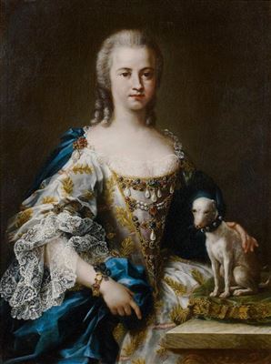 Portrait de dame de qualité avec son chien