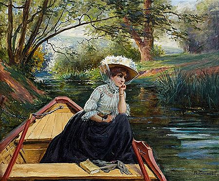 ELÉGANTE DANS UNE BARQUE