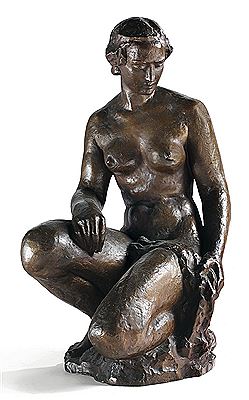 Une femme nue agenouillée sur un rocher stylisé, tenant une draperie sur sa cuisse gauche by Otto Paul Rost - Auction record, sale price, and art valuation. Compare with similar artists and explore comparable artworks.