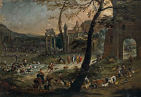 Scène de marché sur le Campo Vaccino