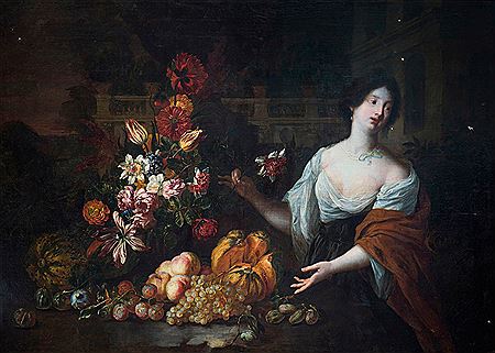 PORTRAIT OF EFEMME IN A PARK WITH A STILL LIFE OF FLOWERS AND FRUITS by Jan Peter van Bredael The Elder - Auction record, sale price, and art valuation. Compare with similar artists and explore comparable artworks.