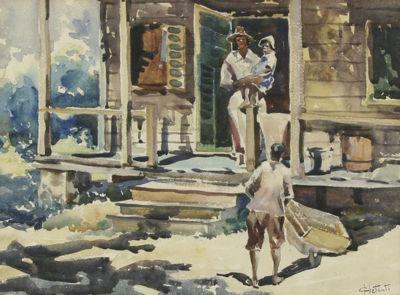 Southern Blacks on the Porch ina Newcomb Macklin frame