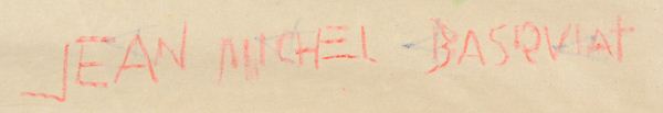 "Tribute to Hank" (Double sided drawing) - auctioned 02/02/2013 - Jean-Michel Basquiat signature example for authentication verification from auction lot 2590982