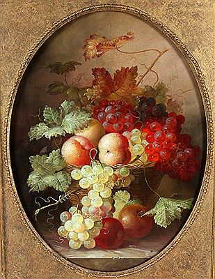 Still life of fruit and vine