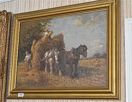 Figures loading a haycart in a summer landscape by David Thomas Robertson - Auction record, sale price, and art valuation. Compare with similar artists and explore comparable artworks.