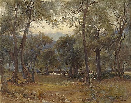 Italian Sunlit wooded glade by Onorato Carlandi - Auction record, sale price, and art valuation. Compare with similar artists and explore comparable artworks.