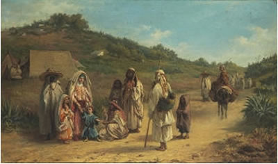 Möte vid landsvägen mot Tanger by Victor Eeckhout - Auction record, sale price, and art valuation. Compare with similar artists and explore comparable artworks.