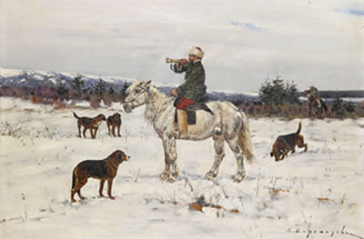 Hunting scene by Sergei Semenovich Voroshilov - Auction record, sale price, and art valuation. Compare with similar artists and explore comparable artworks.