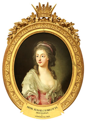 Porträtt - midjebild föreställande Hedvig Elisabeth Charlotta vid 25 års ålder (1759-1818), hertiginna av Södermanland