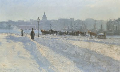 Sample artwork by Alfred Maurits Bergstrom (1869 - 1930), known for plein-aire seasonal watercolor painting - View similar artists and auction records