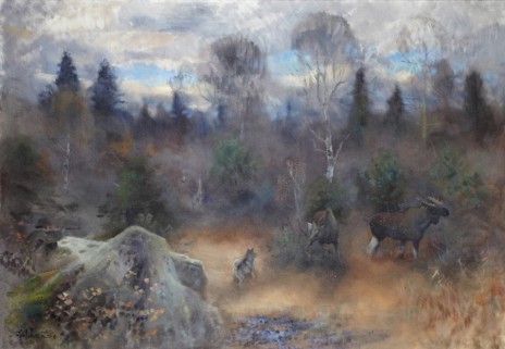 Älgjakt med gråhund by Lindorm Liljefors - Auction record, sale price, and art valuation. Compare with similar artists and explore comparable artworks.