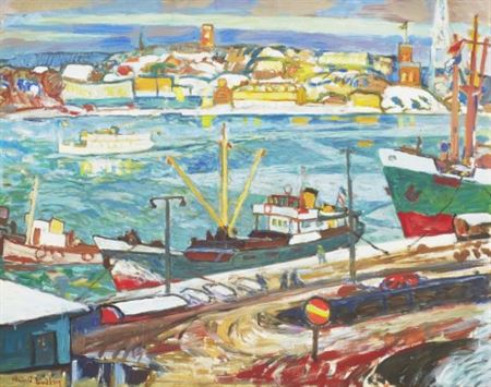 "Utsikt från Slussen mot Skeppsholmen/Djurgården"