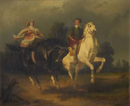 Ridande sällskap by Carl Wahlbom - Auction record, sale price, and art valuation. Compare with similar artists and explore comparable artworks.