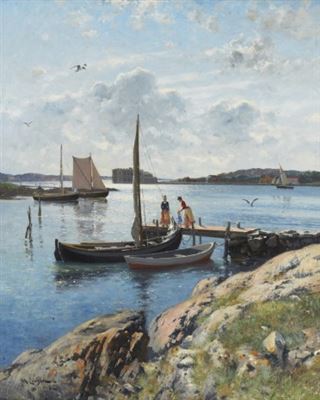 På bryggan, sommarmotiv från Marstrand by Johan Ericson - Auction record, sale price, and art valuation. Compare with similar artists and explore comparable artworks.