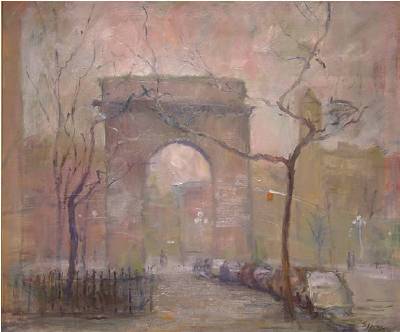 Sample artwork by Anthony Springer (1928 - 1995), known for paintings of urban scenes with buildings - View similar artists and auction records
