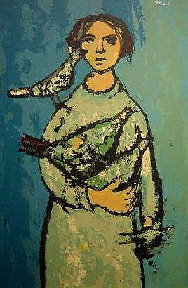 Girl with Doves by Frank Kleinholz - Auction record, sale price, and art valuation. Compare with similar artists and explore comparable artworks.