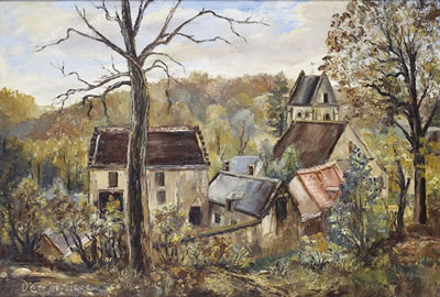 VUE PRESUMEE DU VILLAGE DU PEINTRE dans les environs de Villers-Cotterets