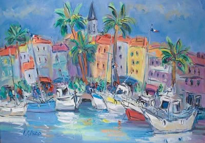 BATEAUX AMARRÉS DANS UN PORT MÉDITERRANÉEN by Catherine Garros - Auction record, sale price, and art valuation. Compare with similar artists and explore comparable artworks.