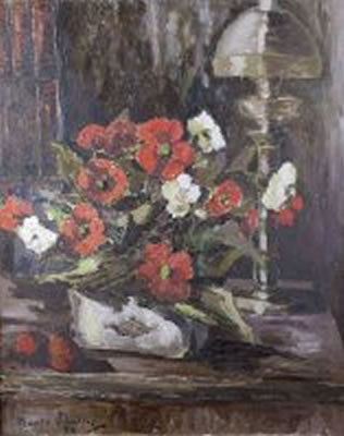 BOUQUET DE CAPUCINES DEVANT LA LAMPE