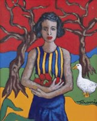 JEUNE FEMME DANS LE VERGER