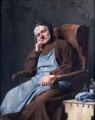 LE VIEUX MOINE ENDORMI DANS SON FAUTEUIL