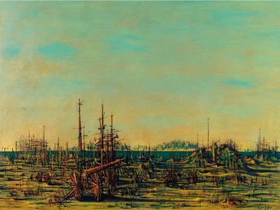 NAVIRES EN BORD DE MER, 1955